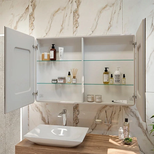 Зеркальный шкаф STWORKI Ольборг МВК078 120, с подсветкой, прямоугольный, большой, навесной, в стиле 541554 Зеркальный шкаф STWORKI Ольборг МВК078 120, с подсветкой, прямоугольный, большой, навесной, в стиле 541554