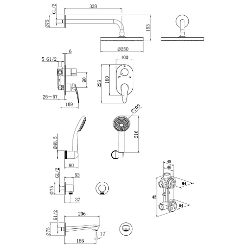 Душевая система Lemark Linara LM0422C встраиваемая, хром Душевая система Lemark Linara LM0422C встраиваемая, хром