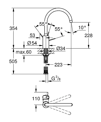 Смеситель для кухни GROHE Eurosmart Cosmopolitan, высокий излив, суперсталь (32843DC0) Смеситель для кухни GROHE Eurosmart Cosmopolitan, высокий излив, суперсталь (32843DC0)