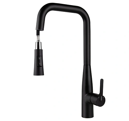 Смеситель для кухни Kaiser Claro для кухни с вытяжной лейкой черный матовый 22144-9 Смеситель для кухни Kaiser Claro для кухни с вытяжной лейкой черный матовый 22144-9