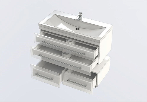 Тумба под раковину Aquanet Верона 100 белый (подвесная 2 ящика) 00175382 Тумба под раковину Aquanet Верона 100 белый (подвесная 2 ящика) 00175382