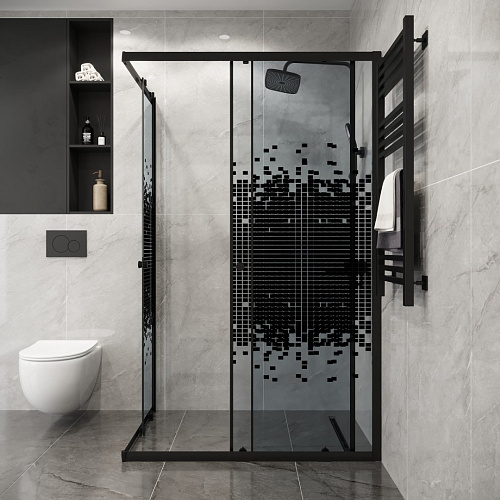 Душевой уголок Niagara Eco NG-1018-14QBLACK (100x80x190) прямоугольник, раздвиж, профиль черный, стекло мозаика (4мм) Душевой уголок Niagara Eco NG-1018-14QBLACK (100x80x190) прямоугольник, раздвиж, профиль черный, стекло мозаика (4мм)