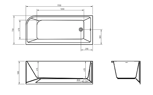 Акриловая ванна BelBagno BB712-1700-730-L 1700x730 Акриловая ванна BelBagno BB712-1700-730-L 1700x730