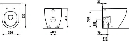 Унитаз приставной Laufen Pro 530 rimless 8.2295.6.000.000.1 Унитаз приставной Laufen Pro 530 rimless 8.2295.6.000.000.1