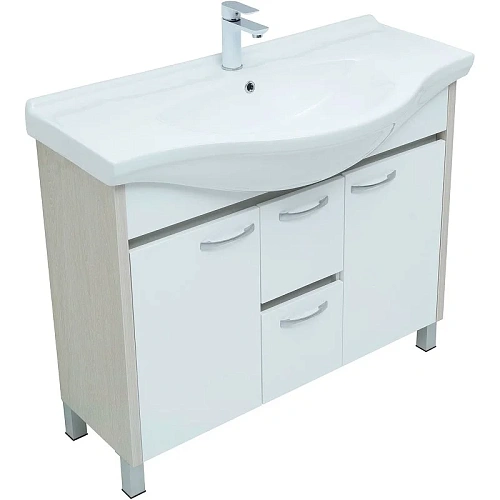 Тумба под раковину Aquanet Донна 100 белый дуб/белый (2 дверцы, 2 ящика) 00274164 Тумба под раковину Aquanet Донна 100 белый дуб/белый (2 дверцы, 2 ящика) 00274164