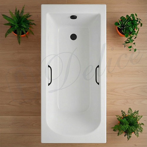 Ванна из искусственного камня Delice Scandi 175х70 DLR330028RB-G с черными ручками, глянцевая Ванна из искусственного камня Delice Scandi 175х70 DLR330028RB-G с черными ручками, глянцевая