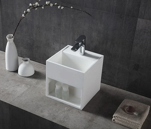 Тумба с раковиной ABBER Stein AS2639 подвесная, белая матовая Тумба с раковиной ABBER Stein AS2639 подвесная, белая матовая