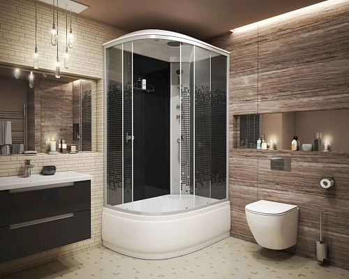 Душевая кабина Niagara NG-7510-14R BLACK (1200х800х2150) высокий поддон (40см) стекло мозаика 7510R Душевая кабина Niagara NG-7510-14R BLACK (1200х800х2150) высокий поддон (40см) стекло мозаика 7510R