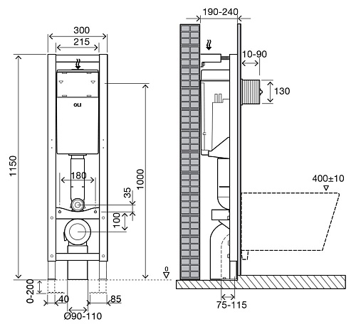 Инсталляция для унитаза Oli QUADRA 280490m механическая Инсталляция для унитаза Oli QUADRA 280490m механическая