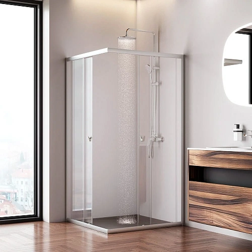 Душевой уголок AM.PM Sunny W87G-403-100100-MT 100x100 серебро, стекло прозрачное Душевой уголок AM.PM Sunny W87G-403-100100-MT 100x100 серебро, стекло прозрачное