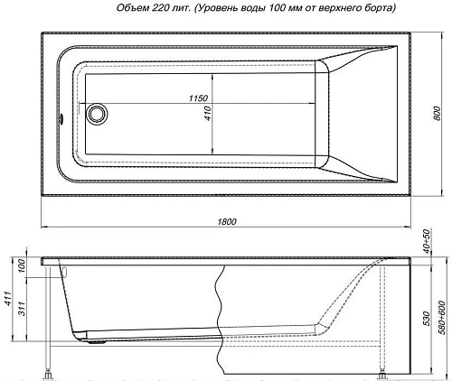 Акриловая ванна Aquanet Bright 180x80 00232987 Акриловая ванна Aquanet Bright 180x80 00232987