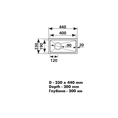 Кухонная мойка Kaiser KSM-2344 44x23x20 сталь Кухонная мойка Kaiser KSM-2344 44x23x20 сталь