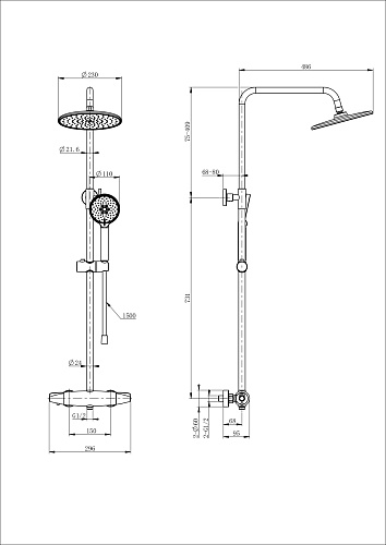 Душевая система Wonzon & Woghand с термостатом, брашированное золото (WW-B3031-A-BG) Душевая система Wonzon & Woghand с термостатом, брашированное золото (WW-B3031-A-BG)