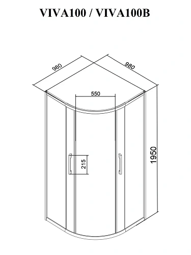 Душевой уголок Ceruttispa VIVA100B без поддона 100x100x195 Душевой уголок Ceruttispa VIVA100B без поддона 100x100x195