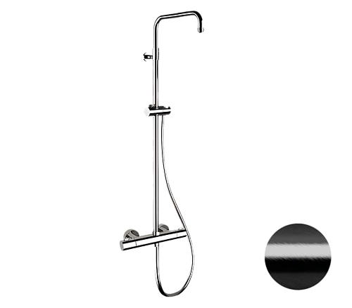 Душевая система Remer Elegance EQ32ASSDCFP термостатическая, черный брашированный хром Душевая система Remer Elegance EQ32ASSDCFP термостатическая, черный брашированный хром