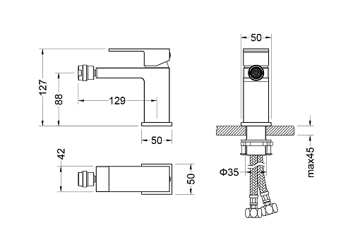 Смеситель для биде Aquatek ЛИБРА AQ1618CR Хром Смеситель для биде Aquatek ЛИБРА AQ1618CR Хром