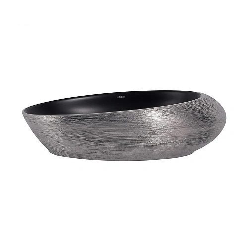 Раковина ABBER Bequem AC2107BS накладная, черная матовая с серебром Раковина ABBER Bequem AC2107BS накладная, черная матовая с серебром