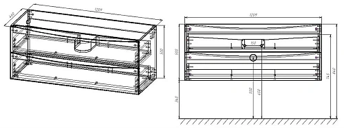 Тумба под раковину Vincea Mia 1200 подвесная, 2 выкатных ящика soft close, G.White VMC-2MC120RW Тумба под раковину Vincea Mia 1200 подвесная, 2 выкатных ящика soft close, G.White VMC-2MC120RW