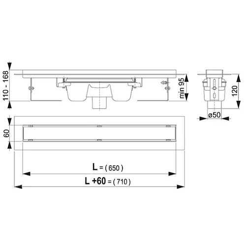 Душевой лоток AlcaPlast APZ1006 Professional APZ1006-650 650 мм Душевой лоток AlcaPlast APZ1006 Professional APZ1006-650 650 мм