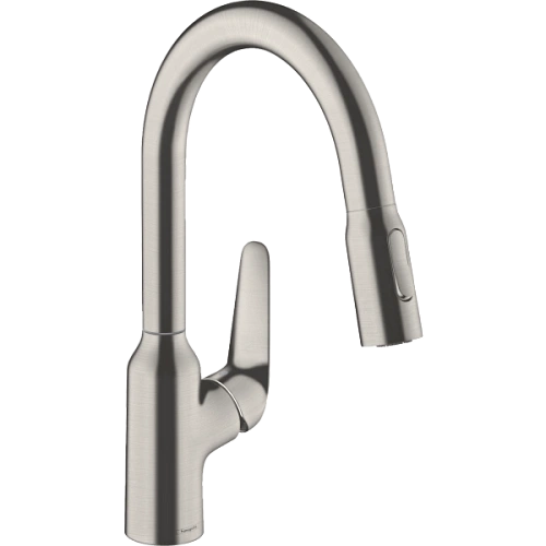 Смеситель для кухни Hansgrohe Focus M42 180, с вытяжным душем, 2jet, sBox 71821800, под сталь Смеситель для кухни Hansgrohe Focus M42 180, с вытяжным душем, 2jet, sBox 71821800, под сталь