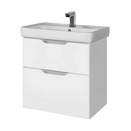 Тумба под раковину DREJA Q, 55 см, подвесная, 2 ящика, белый глянец 99.0007 Тумба под раковину DREJA Q, 55 см, подвесная, 2 ящика, белый глянец 99.0007