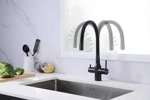 Смеситель для кухни Paulmark SALIX черный Sa213419-BLM Смеситель для кухни Paulmark SALIX черный Sa213419-BLM