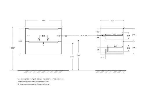 Тумба под раковину BelBagno ETNA-700-2C-SO-RG-P Rovere Grigio подвесная 700x455 Тумба под раковину BelBagno ETNA-700-2C-SO-RG-P Rovere Grigio подвесная 700x455