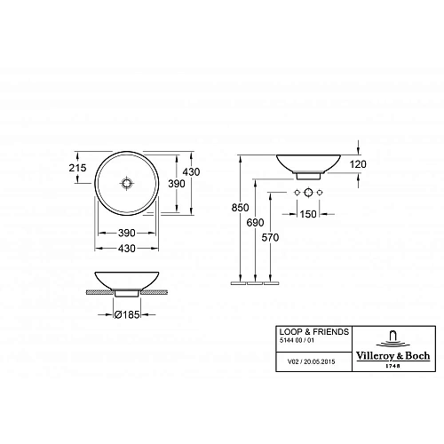 Раковина Villeroy&Boch Loop&Friends D43 51440001 (5144 00 01) Раковина Villeroy&Boch Loop&Friends D43 51440001 (5144 00 01)