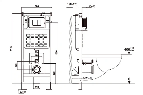 Комплект унитаза ABBER Rechteck AC1220TC белый, с закрытым дном с инсталляцией AC0105 и кнопкой AC0121NG никель Комплект унитаза ABBER Rechteck AC1220TC белый, с закрытым дном с инсталляцией AC0105 и кнопкой AC0121NG никель