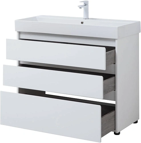 Тумба под раковину Aquanet Nova Lite 100 белый глянец (3 ящика) 00302478 Тумба под раковину Aquanet Nova Lite 100 белый глянец (3 ящика) 00302478