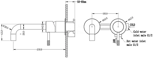 Смеситель для раковины Boheme Uno. Gold 465-G встраиваемый Смеситель для раковины Boheme Uno. Gold 465-G встраиваемый