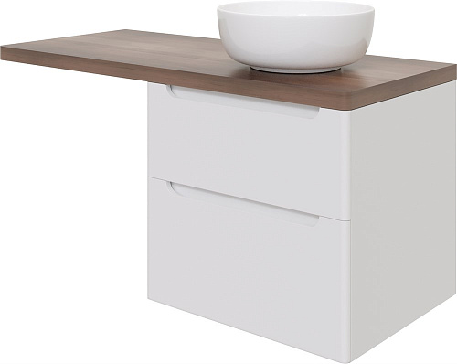 Тумба с раковиной STWORKI Берген 60 белая с темной столешницей 122, Moon 1, L 549683 Тумба с раковиной STWORKI Берген 60 белая с темной столешницей 122, Moon 1, L 549683