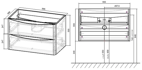 Тумба под раковину Vincea Paola 100 R.Wood VMC-2P100RW Тумба под раковину Vincea Paola 100 R.Wood VMC-2P100RW