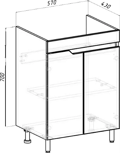 Комплект мебели DIWO Воронеж 60 напольная, ореховый дубослив, с сифоном 579749 Комплект мебели DIWO Воронеж 60 напольная, ореховый дубослив, с сифоном 579749