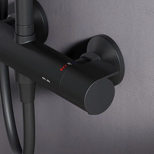 Душевая система AM.PM X-Joy F0785A422 с термостатом, верхний душ 220мм, черный Душевая система AM.PM X-Joy F0785A422 с термостатом, верхний душ 220мм, черный