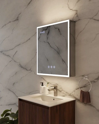 Зеркальный шкаф ArtDecco Elysian Reflect 60 AER06070MC в алюминиевой раме, с подсветкой Зеркальный шкаф ArtDecco Elysian Reflect 60 AER06070MC в алюминиевой раме, с подсветкой