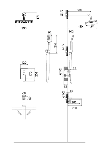 Душевая система GROSSMAN Classic 501.K35.04.320 скрытого монтажа золото сатиновый Душевая система GROSSMAN Classic 501.K35.04.320 скрытого монтажа золото сатиновый