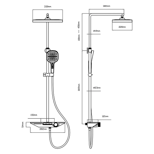 Душевая система Vincea VSFS-411GM с изливом, вороненая сталь Душевая система Vincea VSFS-411GM с изливом, вороненая сталь
