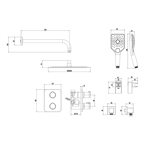 Душевая система Lemark Yeti LM7849C термостатическая, встраиваемая, хром Душевая система Lemark Yeti LM7849C термостатическая, встраиваемая, хром
