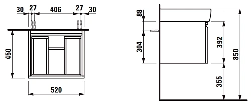 Тумба под раковину Laufen Pro 4.8303.4.095.463.1 (8303.4) белая (520x390x450мм) Тумба под раковину Laufen Pro 4.8303.4.095.463.1 (8303.4) белая (520x390x450мм)