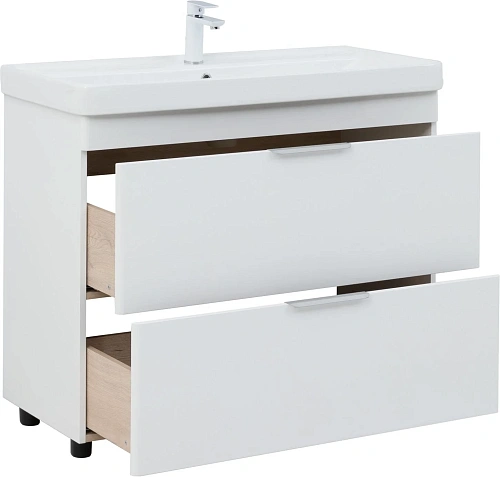 Тумба под раковину Aquanet Ирис New 100 напольная, белый глянец 00339257 напольная Тумба под раковину Aquanet Ирис New 100 напольная, белый глянец 00339257 напольная