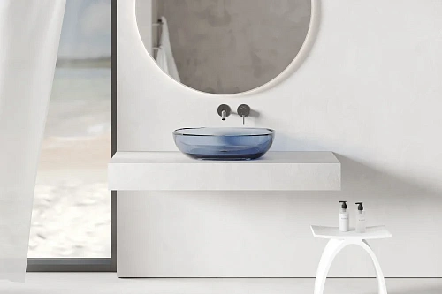 Раковина ABBER Kristall AT2805Saphir накладная, прозрачная, синяя Раковина ABBER Kristall AT2805Saphir накладная, прозрачная, синяя