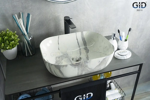 Раковина Gid K397G125 54402 накладная под камень глянцевая 50x40x14 Раковина Gid K397G125 54402 накладная под камень глянцевая 50x40x14