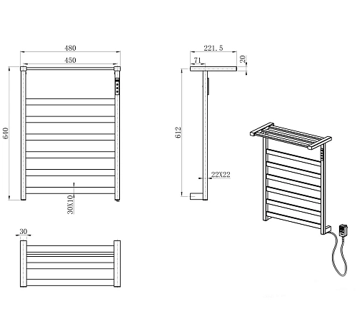 Полотенцесушитель электрический Wonzon & Woghand брашированный никель (WW-A1026-BR) Полотенцесушитель электрический Wonzon & Woghand брашированный никель (WW-A1026-BR)