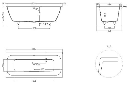 Ванна из искусственного камня Salini ORLANDA AXIS 190x80 103211G S-Sense Ванна из искусственного камня Salini ORLANDA AXIS 190x80 103211G S-Sense