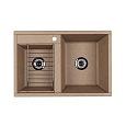 Кухонная мойка Aquaton Делия 78 DBL 1A723132DE260 из литого мрамора, две чаши, латте Кухонная мойка Aquaton Делия 78 DBL 1A723132DE260 из литого мрамора, две чаши, латте
