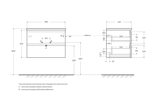 Тумба под раковину BelBagno ALBANO-700-2C-SO-RNG подвесная 700x450 Rovere Nature Grigio Тумба под раковину BelBagno ALBANO-700-2C-SO-RNG подвесная 700x450 Rovere Nature Grigio