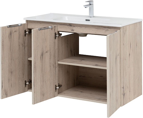 Тумба под раковину Aquanet Алвита New 100 3 дверцы, дуб веллингтон белый 00277533 Тумба под раковину Aquanet Алвита New 100 3 дверцы, дуб веллингтон белый 00277533