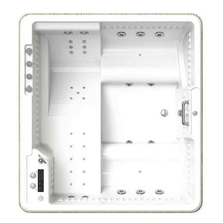 Мини бассейн Radomir Цезарь Gold 1-30-0-0-4-0501Б, белый, 1890х1740, рама-подставка, слив-перелив, 20 форсунок гидромассажа, пневмокнопка - 2 шт., регулятор воздуха - 4 шт.