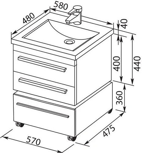 Тумба под раковину Aquanet Нота 58 белый 00171483 Тумба под раковину Aquanet Нота 58 белый 00171483